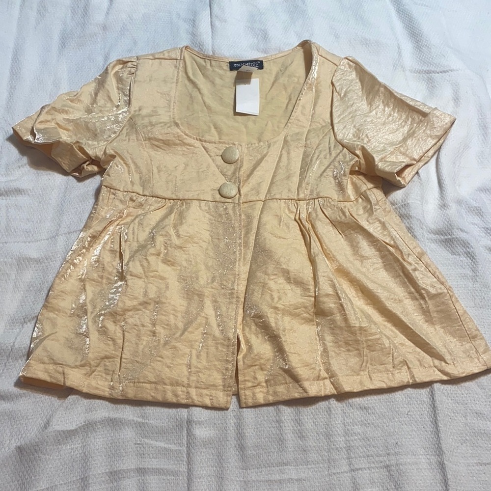 BNWT Roommates California Yellow Satin Metallic Shirt Youth XL **FINAL SALE $5**